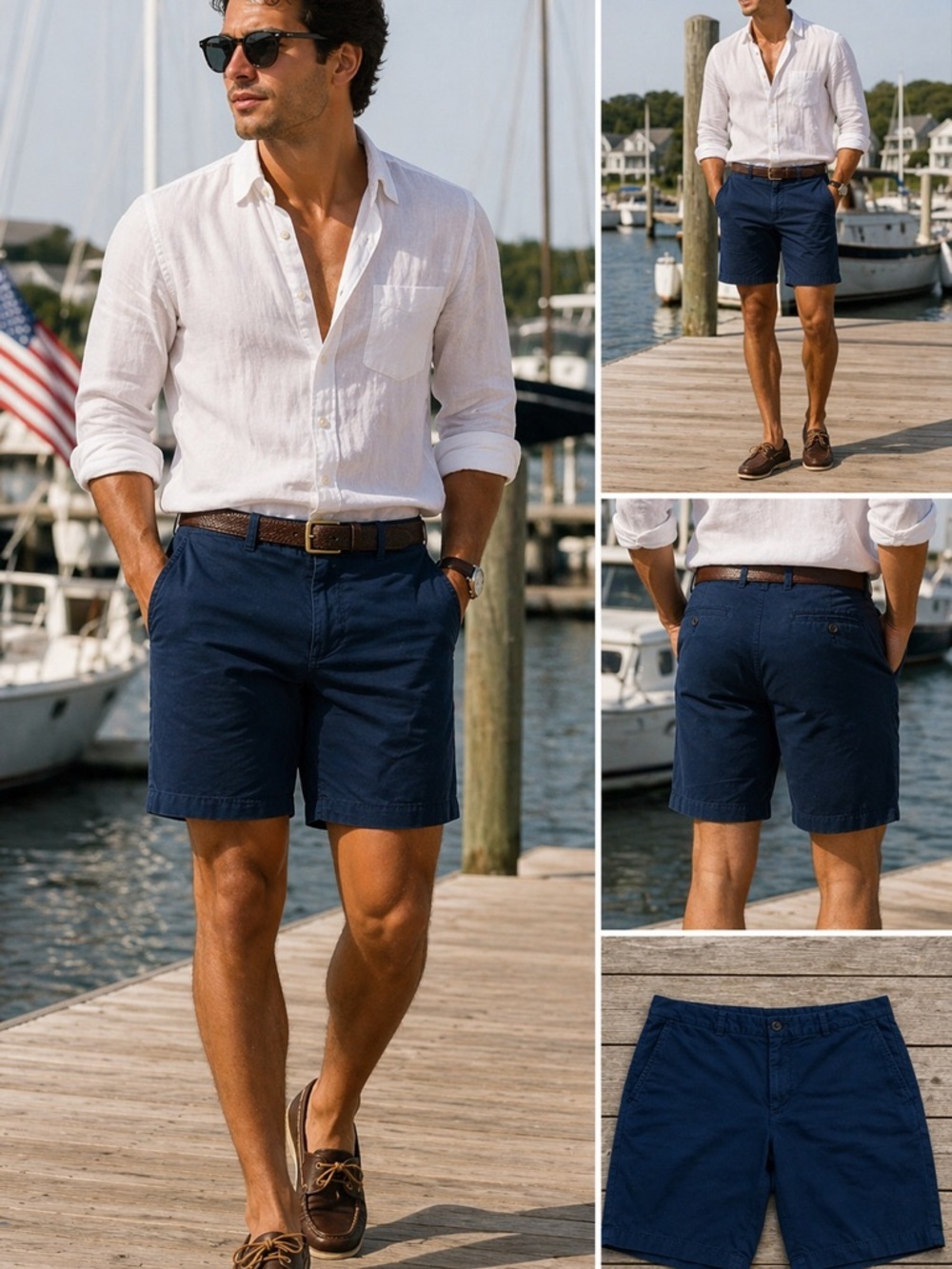 Brooks Brothers Navy Chino Shorts Mens 36 Classic Preppy Cotton Casual